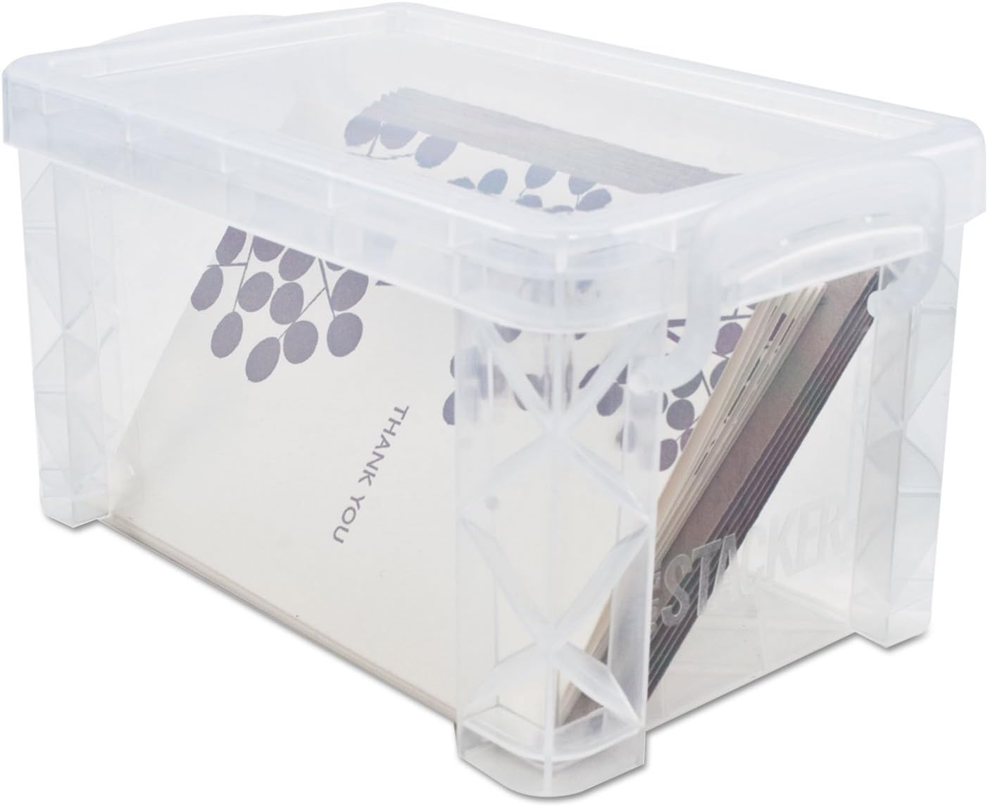 Advantus 40307 Super Stacker Storage Boxes, Hold 400 3 x 5 Cards, Plastic, Clear
