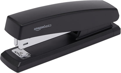 Amazon Basics Office Stapler with 1000 Staples, 25 Sheet Capacity, Non-Slip, Black, Home Office