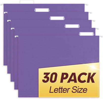 HERKKA Hanging File Folders, 30 Pack Reinforced Letter Size Hanging Folders, Designed for Bulky Files, Filing Cabinet, 1/5-Cut Adjustable Tabs (Blue)