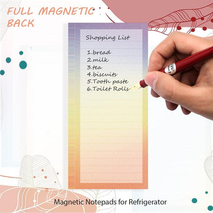 4 Pack Magnetic Notepads for Refrigerator, Full Magnet Back Design Magnetic Memo Pads, 50 Sheets per Note Pads To-Do List, Shopping List (Soft Gradient Style)