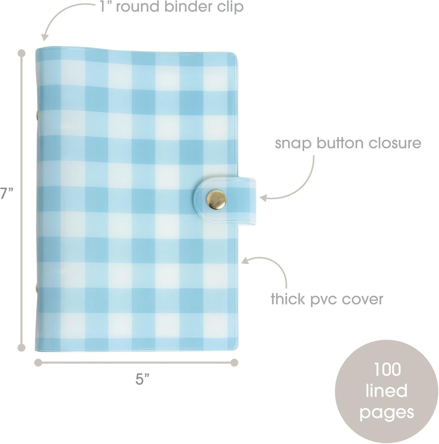Pearhead Blue Matchbook Hardcover Journal, 6x8 College-Ruled Lined Notebook, 200 Pages, Trendy Writing Journal for Work, School & Everyday Notes