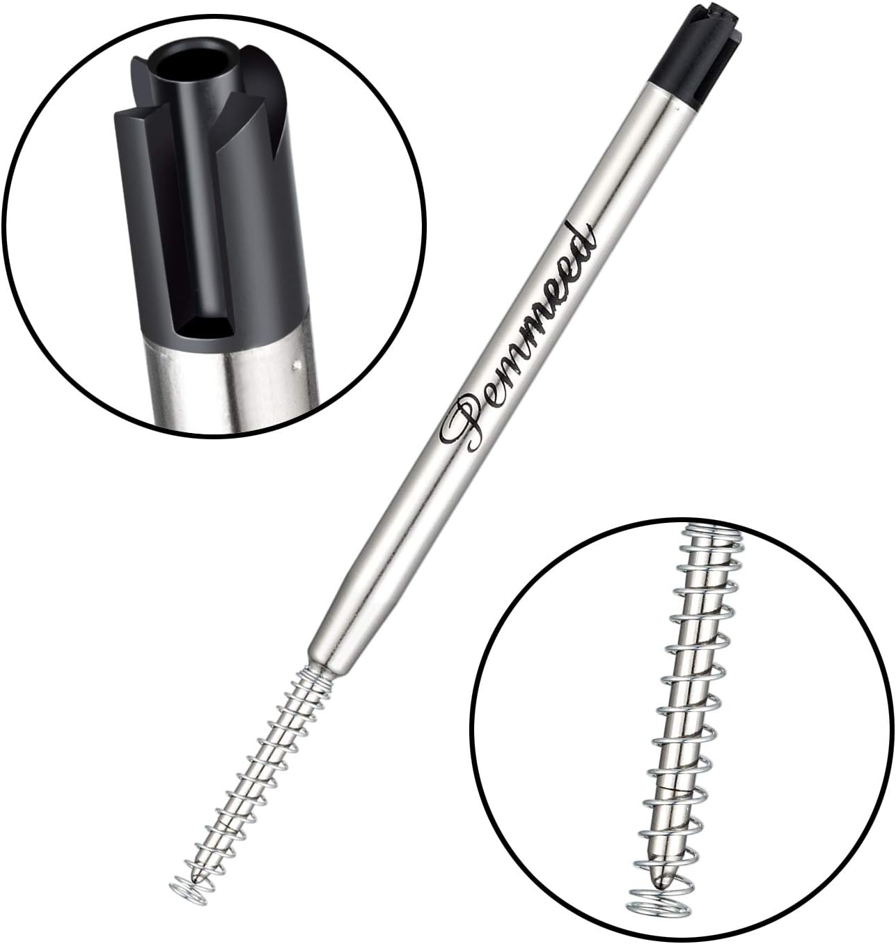 Ballpoint Pen Refills with Spring for Penneed B5/B6/B8 Pen, Parker Waterman Compatible Ballpoint Pen Refills Twist Action Medium Point 1.0mm Pack of 10(Black Ink)