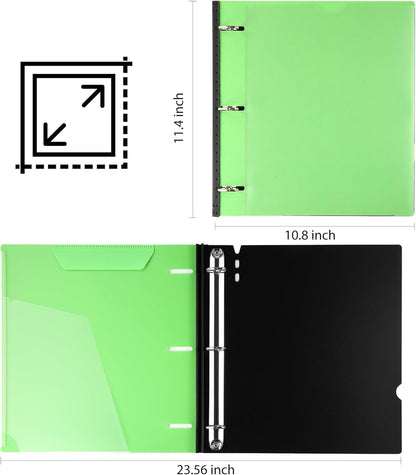Telescoping 3 Ring Binder-4PCS, Flexible Binder with Elastic Rubble Spine+3 Round Rings, Flat Writing Binder, 4 Bright Colors