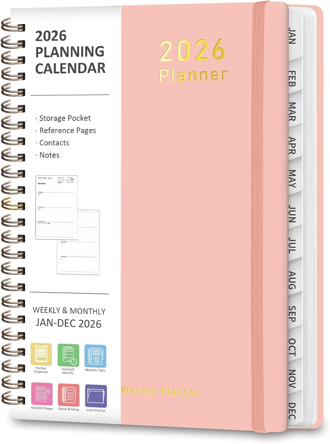 Planner 2026-2027, Weekly and Monthly Academic Year Calendar Planner, July 2026 - June 2027, Daily Agenda Book for Office School Supplies, A5(6.3'' x 8.5'')