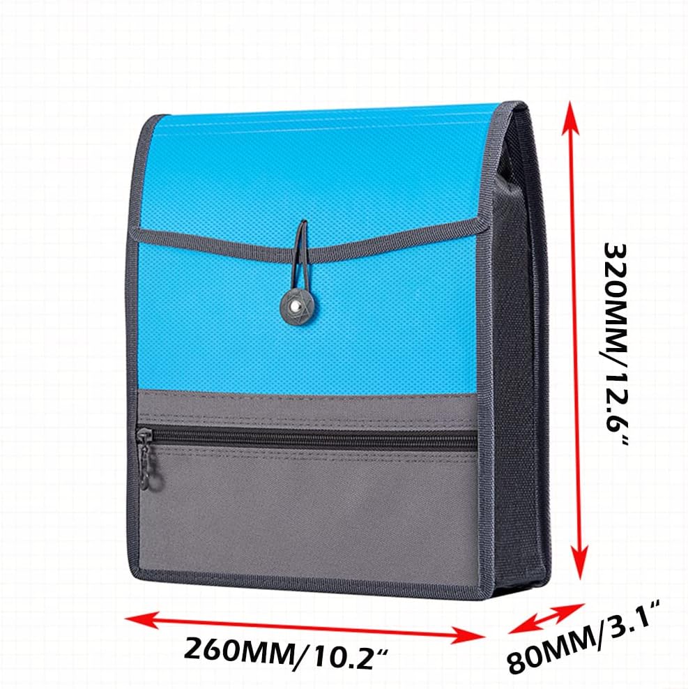 Expanding File Folder Document Organizer with Elastic Cord & Button Closure, Letter Size, 3.5" Expansion, Letter A4 Expandable File Folder for Home School Office Organization, 3 Pack