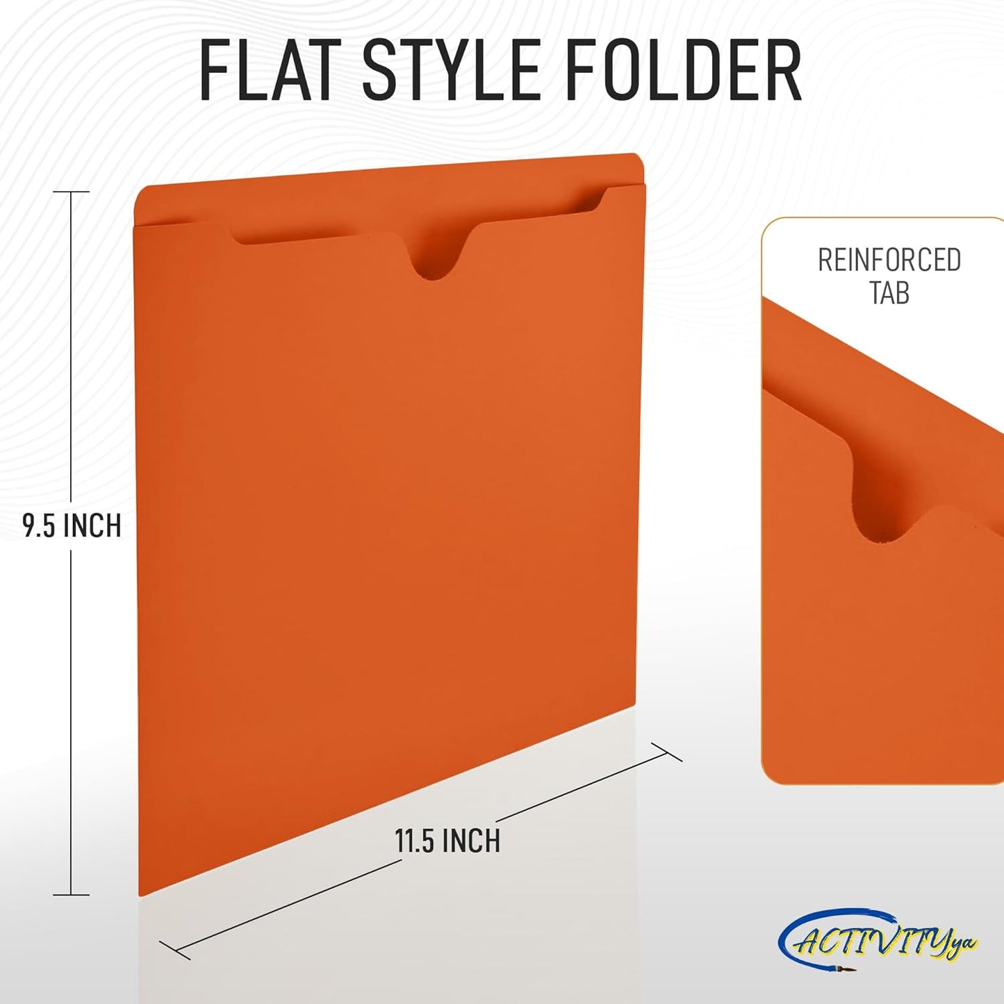 Black File Jackets, Flat-No Expansion, Letter Size, Reinforced Straight-Cut Tab, 10 Pack