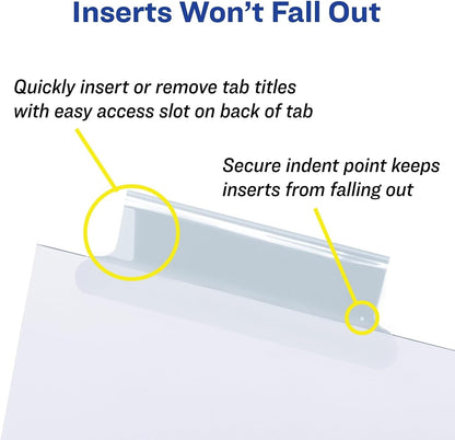 Insertable Big Tab Dividers, 8-Tab, 11.13 x 9.25, White, Clear Tabs, 1 Set