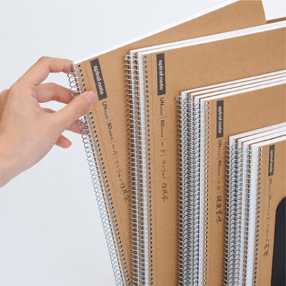 Maruman Spiral Note Basic Lined Notebook- A5, 8.31" x 6.26", 150 Sheets / 300 Pages, 6.5mm Narrow Ruled Journal, Perforated Pages & Wire-Bound to Lay Flat, Sturdy Kraft Cover, Made in Japan