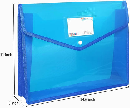 YoeeJob Plastic File Folders Legal Size Expandable Document Folder with Snap Button Closure, A4 Expanding File Wallet Envelopes Pouch with Label Pocket, 2 Packs, Black