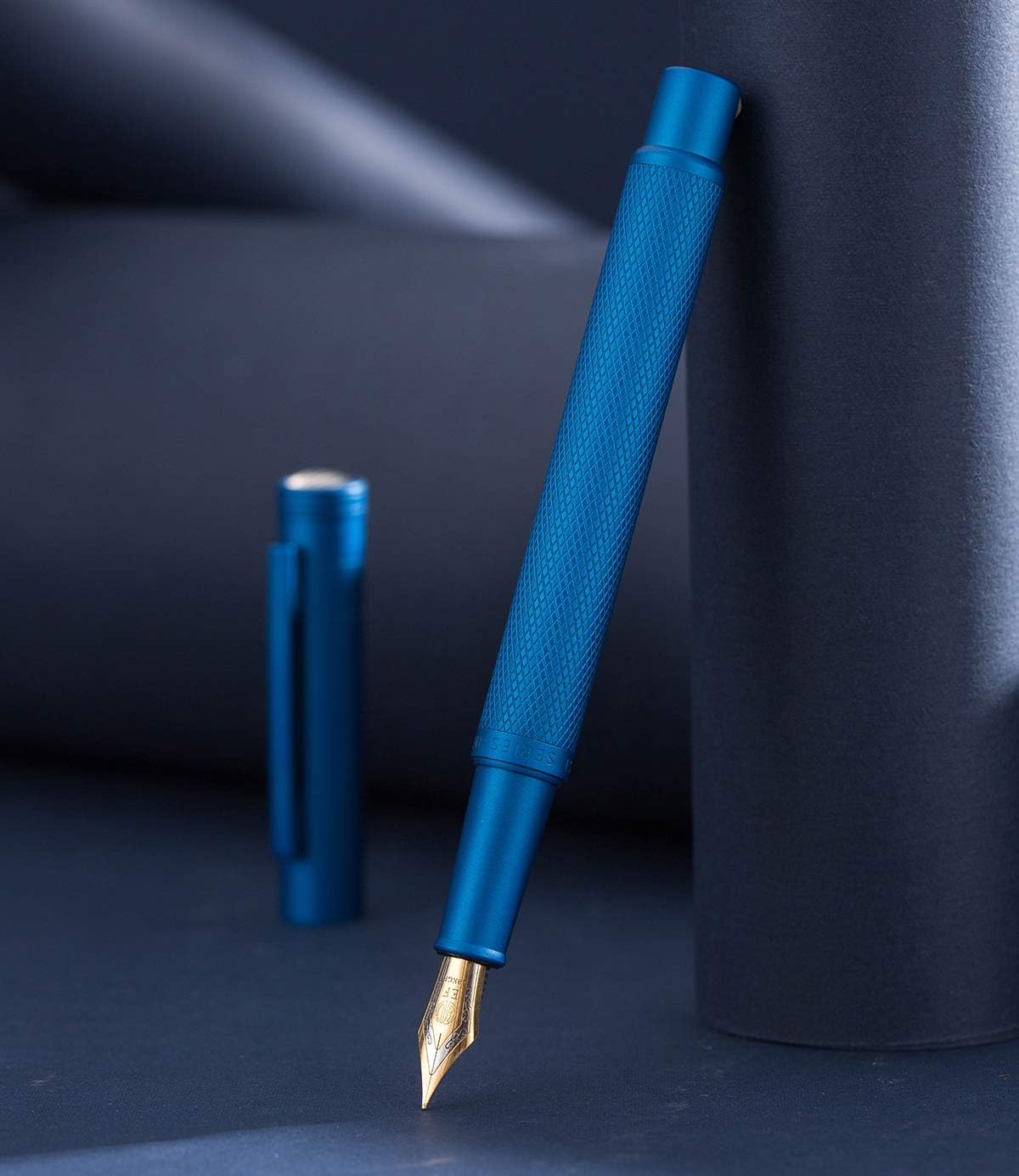 Hongdian Matte Black Forest Rollerball Pen with Schmidt Black Ink Refill, Classic Design with Metal Case for Business Signature