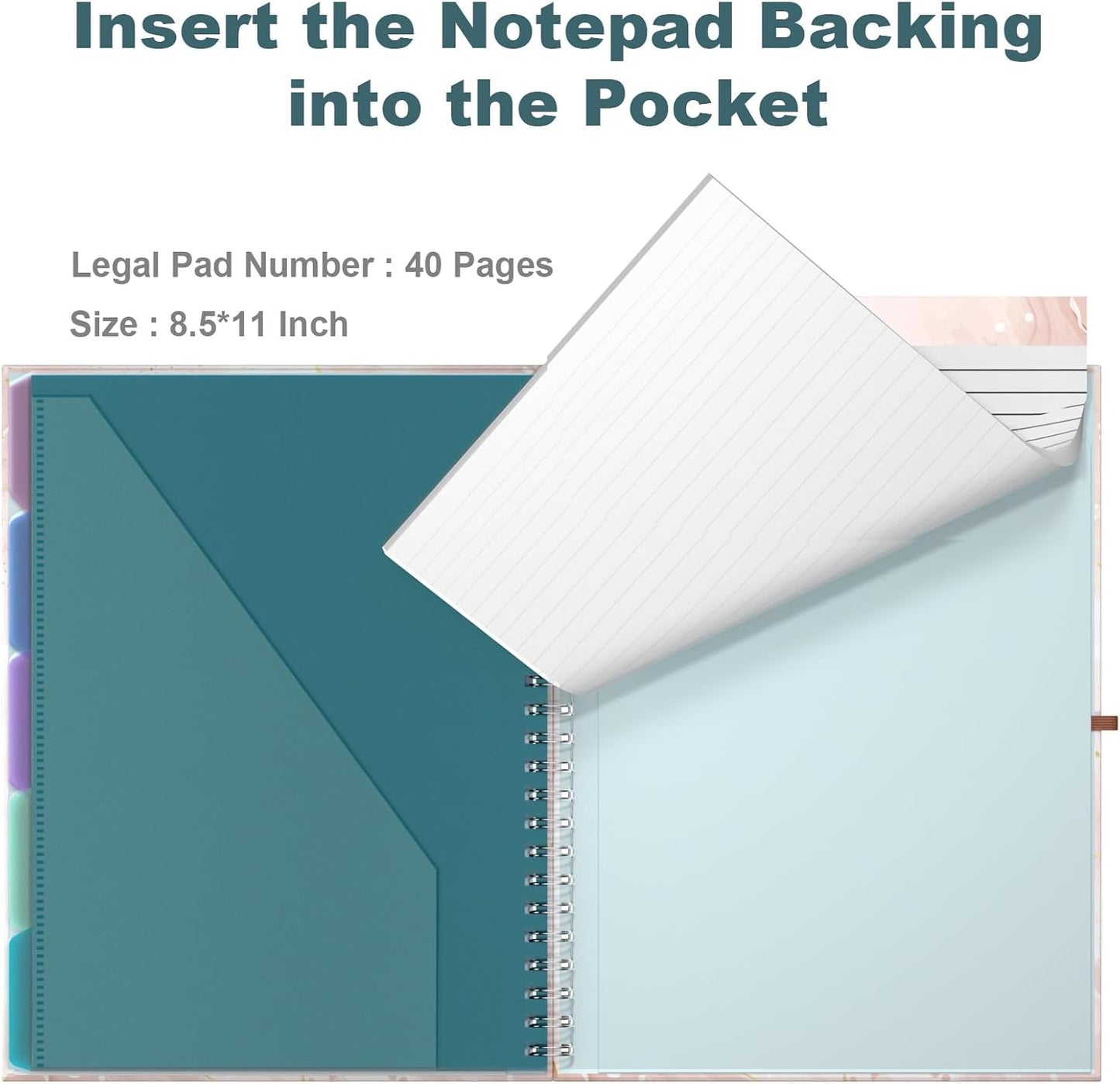 Hongri Clipboard Folio with Refillable Lined Notepad, 8.5 x 11 Folders with Storage 10 Pockets, Spiral Portfolio, Size 12.8X 9.7 in, Office & School Supplies, Skeleton
