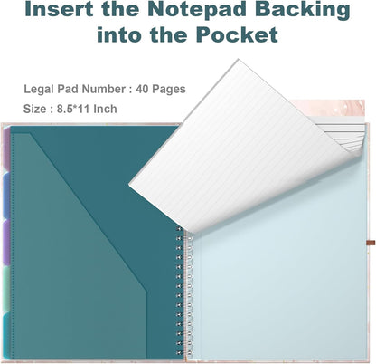Hongri Clipboard Folio with Refillable Lined Notepad, 8.5 x 11 Folders with Storage 10 Pockets, Spiral Portfolio, Size 12.8X 9.7 in, Office & School Supplies, Skeleton