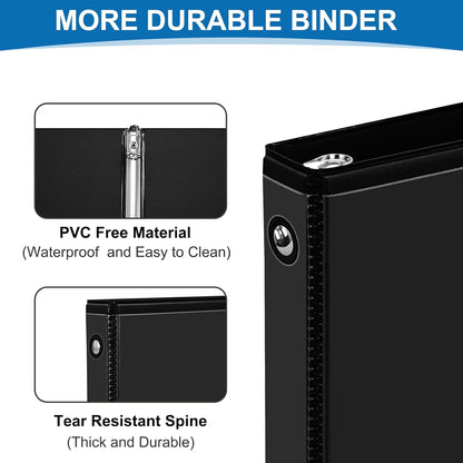 1/2 Inch 3-Ring Binder, 0.5-inch Round Ring Binder with 2 Inside Pockets, 12 Pack White Binders, Clear View CoverBinder Holds 8.5'' x 11''Paper for Office/Home/Back to School