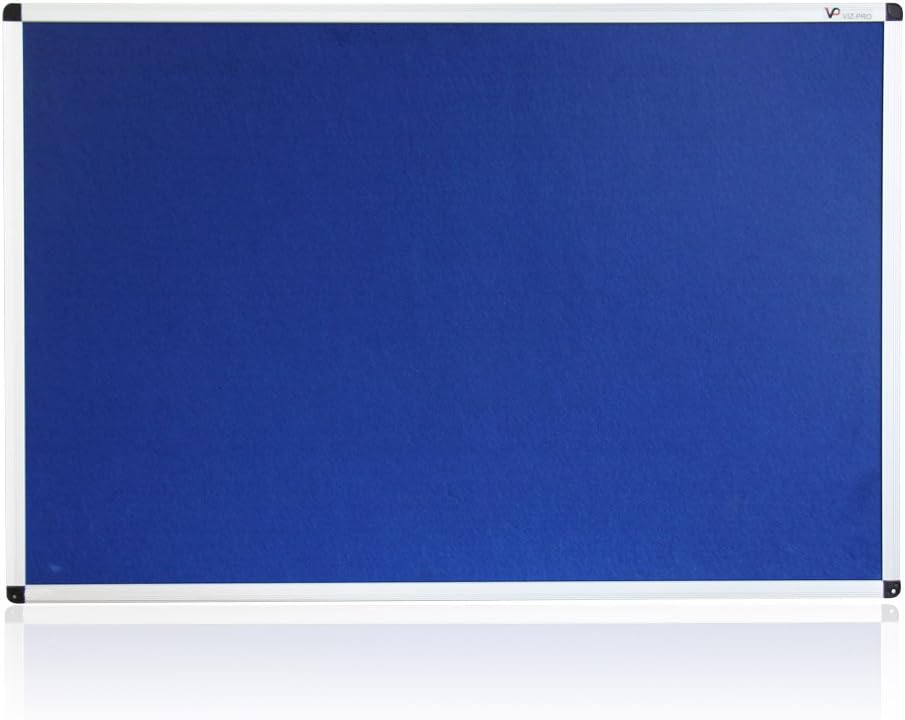 VIZ-PRO Large Fabric Bulletin Board/Foldable Notice Board Felt Gray, 60 X 48 Inches, Silver Aluminium Frame