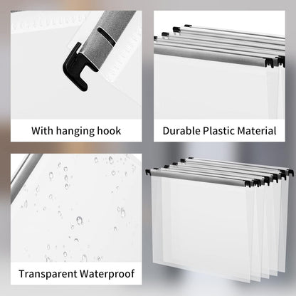 Letter Size Green Hanging File Folders Hanging Document Folder Plastic Transparent Hanging File Folder for File Cabinets Document Filing (20, Sage Green)