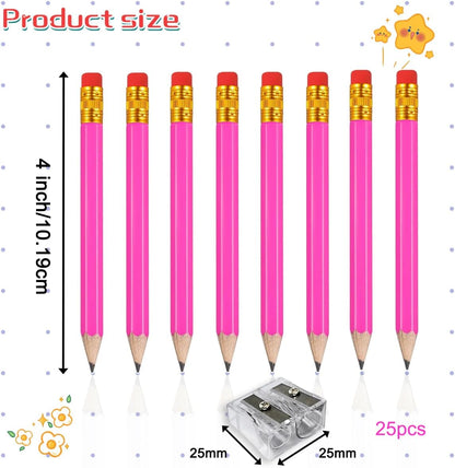 Adhere 25pcs Golf Pencils with Eraser Pre sharpened Hexagon half Wooden Pencils Graphite 2B for Golf Event Scoring,Classroom,Wedding,Company Meetings,Pew, Pocket (Nature)