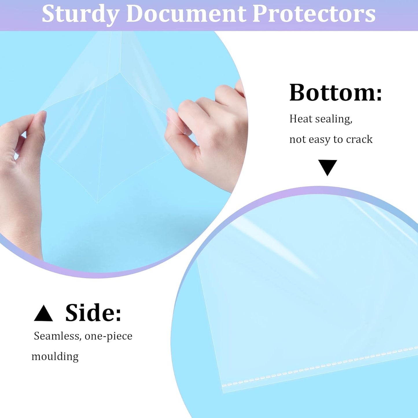 AKONEGE 50 Pack No Holes Sheet Protectors 8.5 x 11 Inch Letter Size Page Protectors for Documents, Prints, Top Loading Heavyweight Clear View Plastic Sleeves for Papers, Artworks, Photos