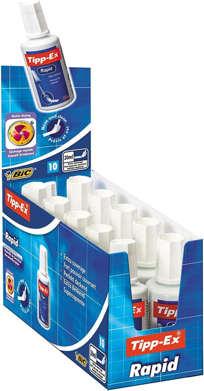 Tipp-Ex Rapid Correction Fluid Fast-drying with Foam Applicator 20ml White Ref 885992 [Pack 10]