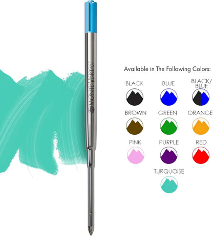 Monteverde Soft Roll Ballpoint Pen Refills to Fit Parker-Style Pens, Medium Point, Brown, 2-Pack, Smooth Writing Technology for Parker, Conklin, Schmidt, and More