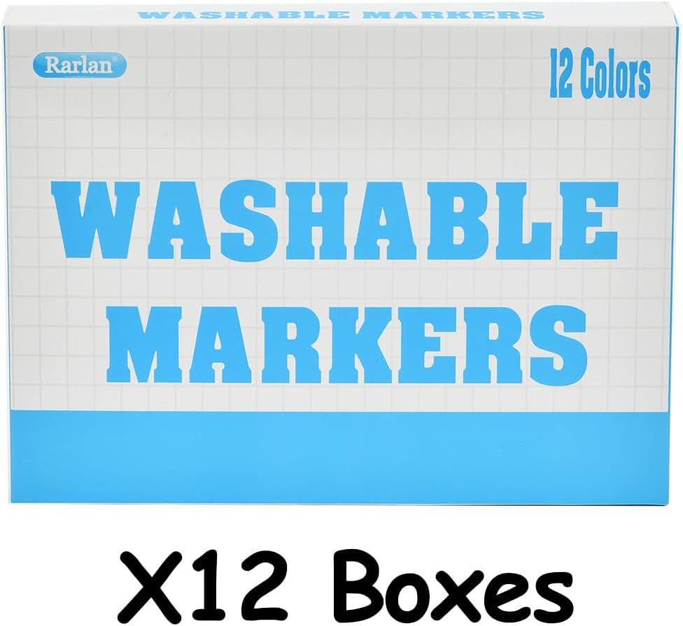 Rarlan Washable Markers Bulk, Markers for Kids, Classpack, 12 Colors,12 Boxes, 144 Count