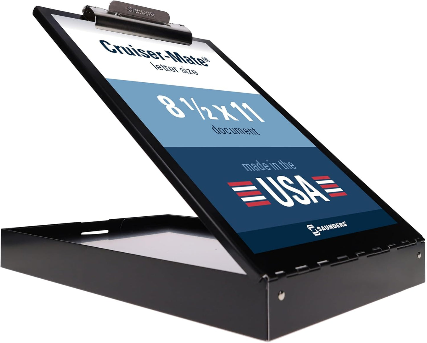 Saunders Cruiser-Mate Black Aluminum Clipboard with Storage, Dual Tray Nursing Folio, HIPAA Compliant Medical Chart Holder, Heavy Duty Recycled Metal, Self-Locking Latch, Made in USA