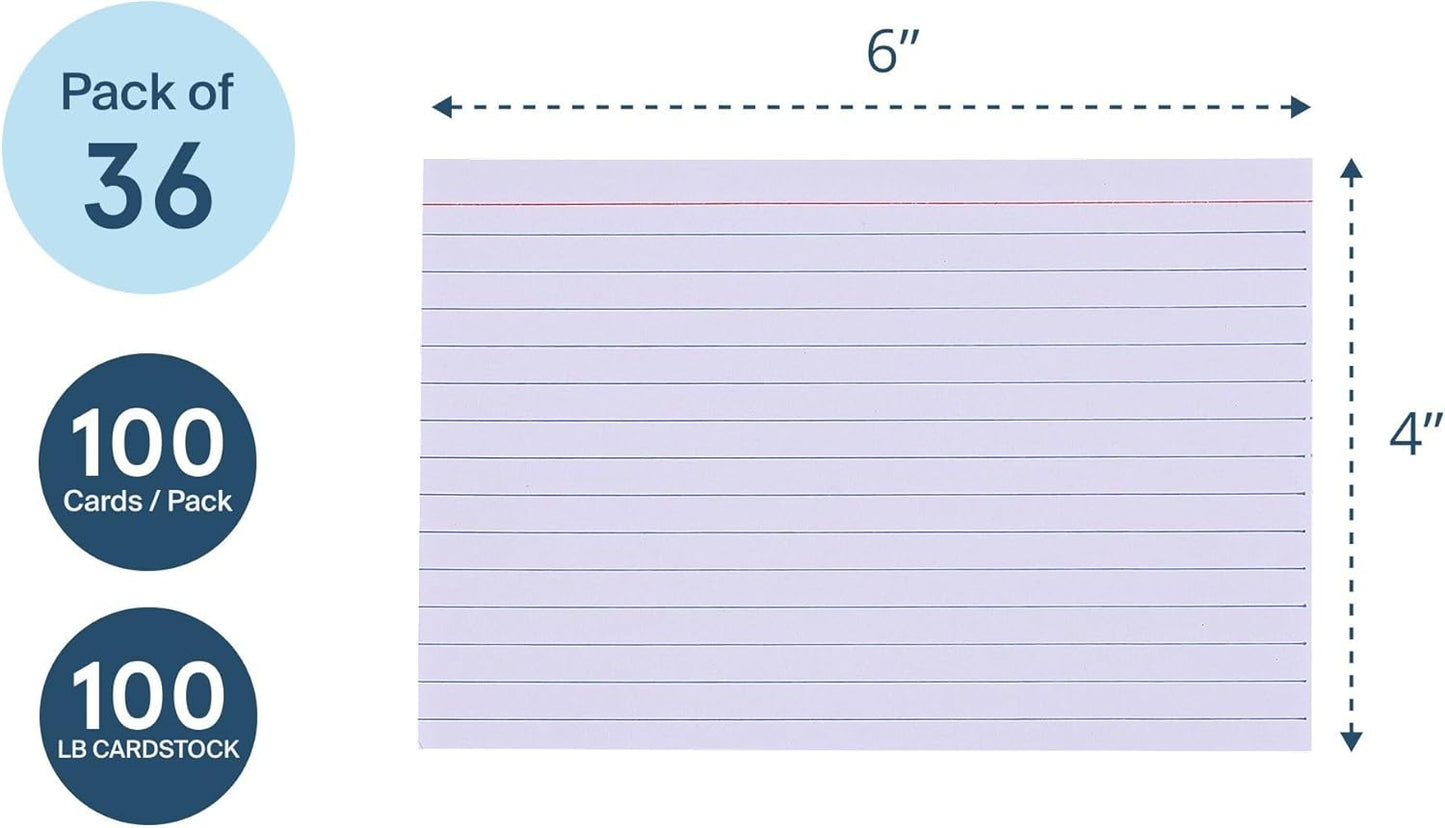Roaring Spring Recycled Index Cards 4"x6", 100 Count, Smooth 100# White Recycled Index Paper, Ruled on Front, Blank on Back