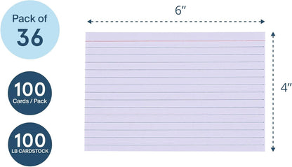 Roaring Spring Recycled Index Cards 4"x6", 100 Count, Smooth 100# White Recycled Index Paper, Ruled on Front, Blank on Back