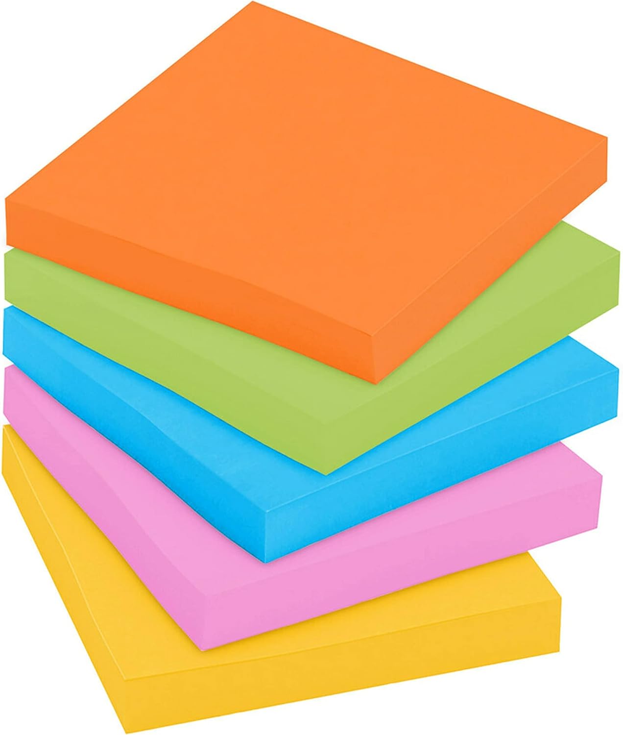 Post-it Super Sticky Notes, 3x3 in, 6 Pads, 2X The Sticking Power, Energy Boost Collection, Bright Colors (Orange, Pink, Blue, Green),Recyclable (654-6SSAU)