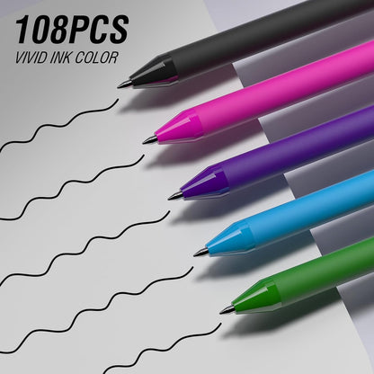 Bulk Pens - 108 Pack Black Pens 1.0MM Medium Point Ballpoint Pens, Smooth Writing No Bleed Retractable Ball Point Pen (Black)
