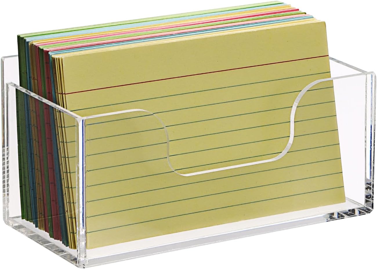 BTSKY 1 Pack Acrylic Index Card Holder Display Stand - 3X5 Inch Notecard Box Recipe Organizer, Clear Index Card Case for Office Desk Recipe Notecard Storage Box, Photo Holder Organizer