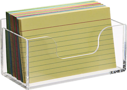 BTSKY 1 Pack Acrylic Index Card Holder Display Stand - 3X5 Inch Notecard Box Recipe Organizer, Clear Index Card Case for Office Desk Recipe Notecard Storage Box, Photo Holder Organizer