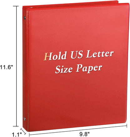 CIXILDTS 1-Inch Round Ring Binders, Standard 3 Ring Binder Fit Letter Size Paper, Presentation View Binders, 6 Packs, Assorted