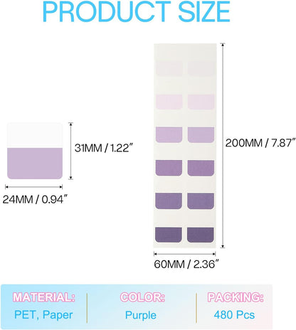 PATIKIL Clear Index Sticky Tabs, 480 Pcs Small Transparent Sticky Notes Bookmarks Planner Stickers Page Tabs for Office Notebooks File Folder Ledger Book, Gradient Pink