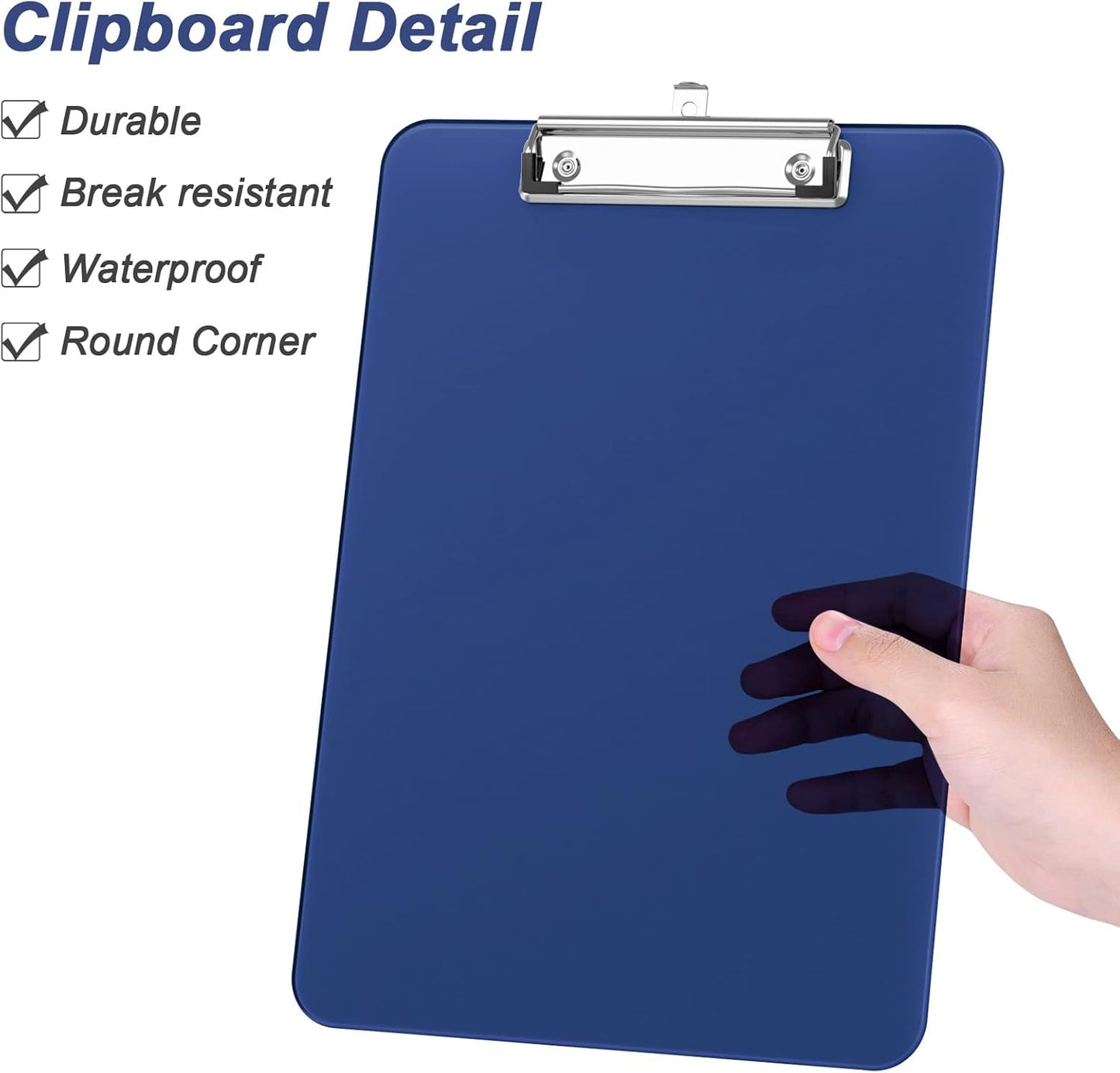 Rimilak Plastic Clipboards with Low Profile Metal Clip, Translucent Board, 12.5 x 9 In Letter Size, Office Supply, Back to School, Pink