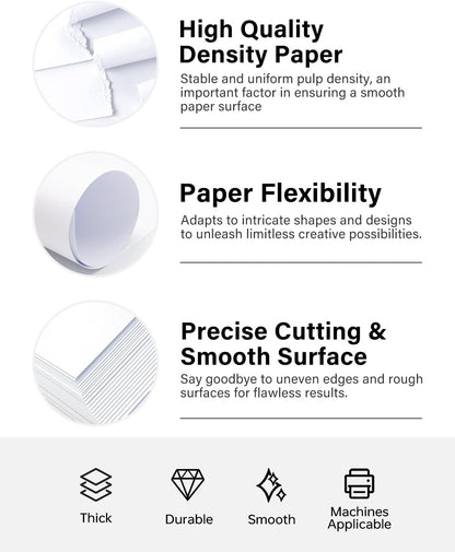 White Cardstock 8.5 x 11, 40 Sheets Card Stock, 75 LB/200 GSM Thick Copy Paper, Cardstock Printer Paper for School & Office Supplies, Art, Watercolo, Craft, Drawing, Invitations, Menus, DIY Cards