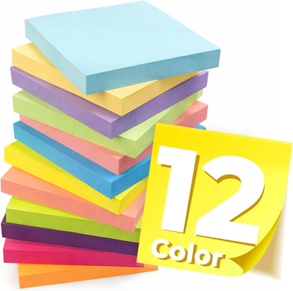 Sticky Notes 3x3 Inches, Bright Colors Self-Stick Pads, Easy to Post for Home, Office, Notebook,100 Sheets/pad (8 Pads)