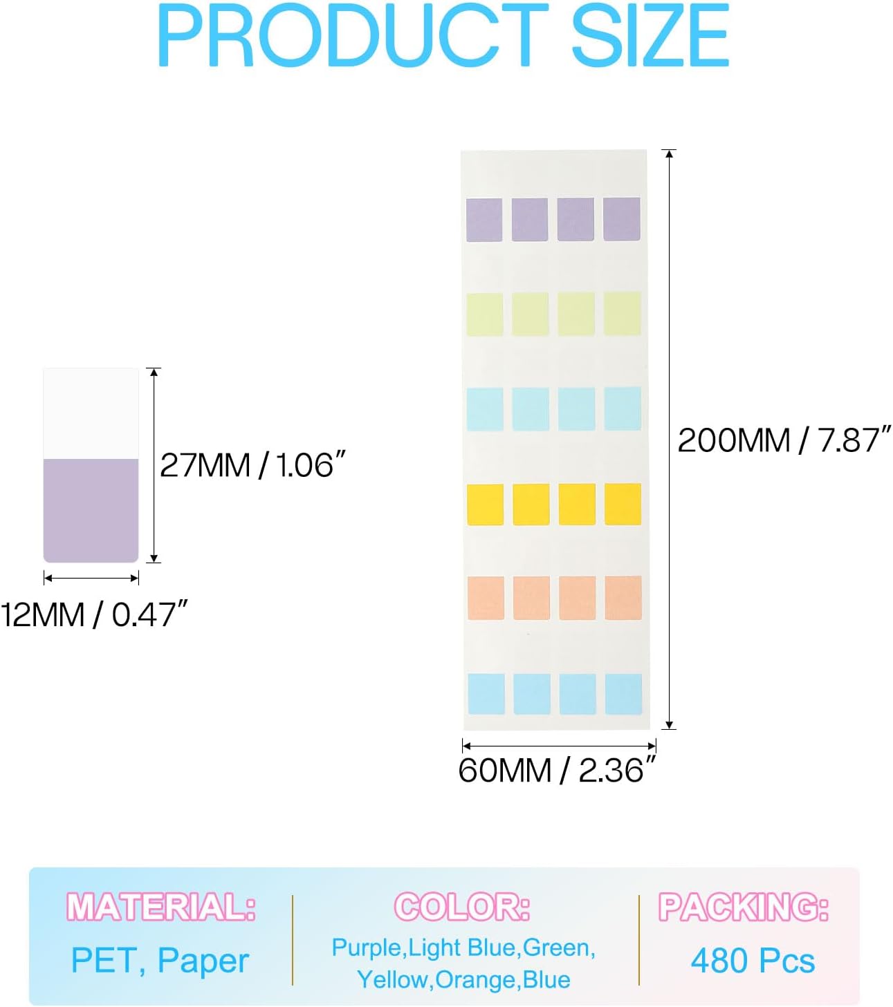 PATIKIL Clear Index Sticky Tabs, 480 Pcs Small Transparent Sticky Notes Bookmarks Planner Stickers Page Tabs for Office Notebooks File Folder Ledger Book, Gradient Pink
