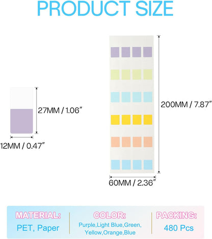 PATIKIL Clear Index Sticky Tabs, 480 Pcs Small Transparent Sticky Notes Bookmarks Planner Stickers Page Tabs for Office Notebooks File Folder Ledger Book, Gradient Pink