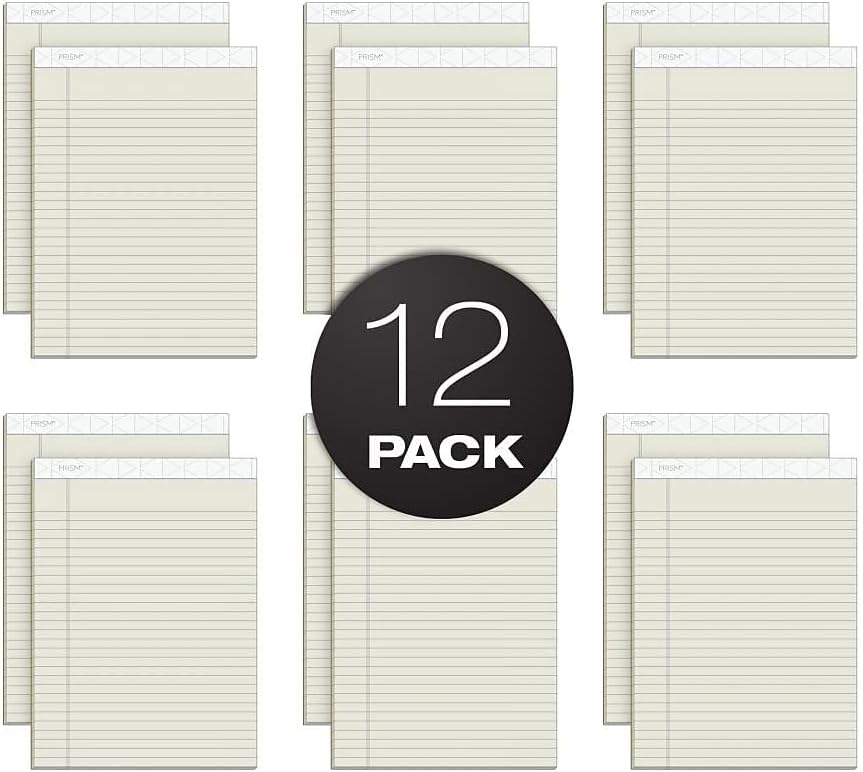 Tops Prism Writing Pads, 8-1/2" x 11-3/4", Legal Rule, Gray, Perforated, 50 Sheets, 12 Pack (63160)