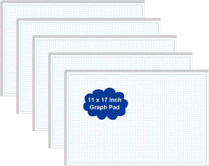 Yaridar (3-Pack) Engineering Graph Paper Pad - 17" x 11" Grid Paper for Engineering, Drafting, Blueprint Drawing, 75 Sheets/150 Pages 4x4 Blue Quad Rule by Better Office Products