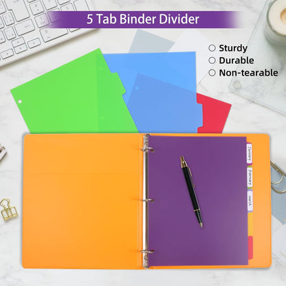 3 Set Plastic Binder Dividers with Tabs,Multicolor Index with 8-Tabs,Divider for 3 Ring Binder