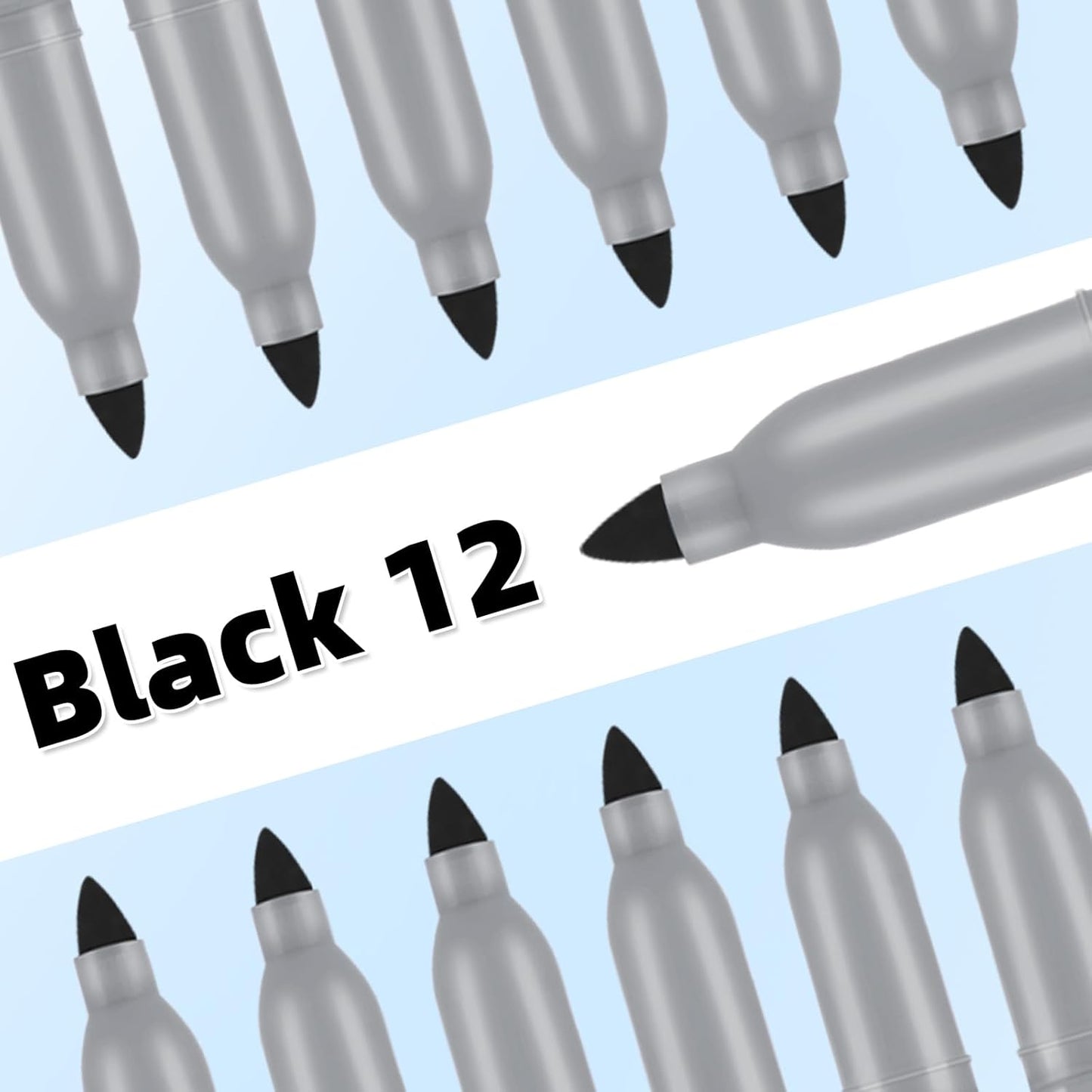 Permanent Markers, Ultra Fine Point, Black, 40 Count, 0.4mm, Fine tip permanent marker set, quick dry, waterproof, fading resists, durable, marks on paper, glass, ceramic, plastic, wood, rock, metal