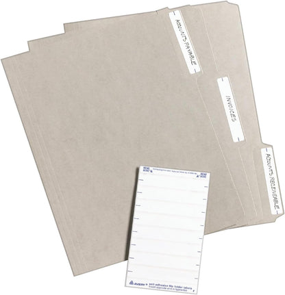 Avery File Folder Labels on 4" x 6" Sheets, Easy Peel, White, Print & Handwrite, 2/3" x 3-7/16", 252 Labels (5202)