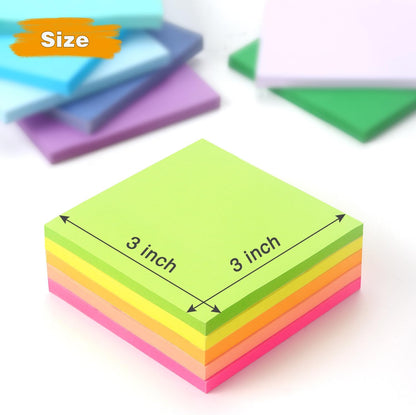 Sticky Notes 3x3 Self-Stick Notes Pads with 6 Bright Colors, Easy to Post for Office, Shool, Home, 6 Pads/Pack, 100 Sheets/Pad (Purple)