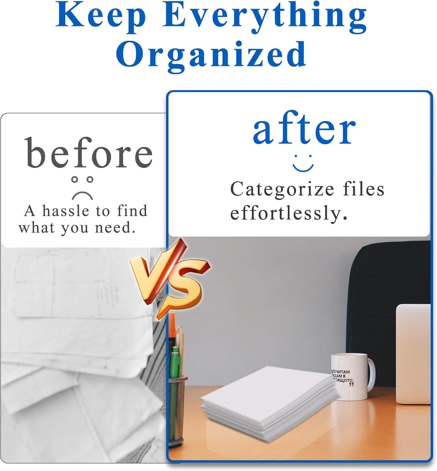 Zzrywuty 50 Packs Two Pocket File Folders with Business Card Slot,Textured Paper,Letter Size,Holds 100 Plus Sheets for School,Office,Business,Royal Blue