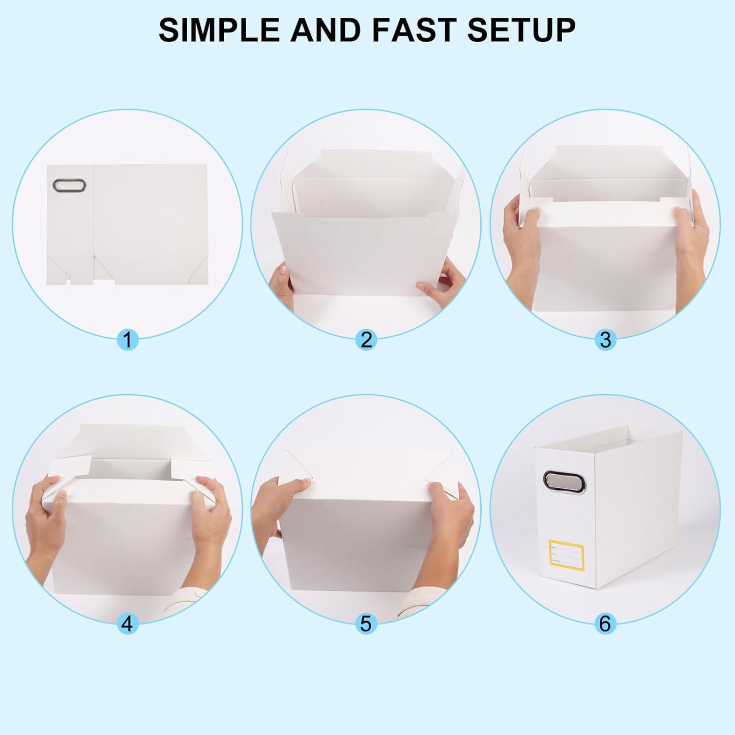Collapsible File Organizer Box with Handle, Filing Organizer for Home or Office, Small Portable File Box(1 Pack, White)
