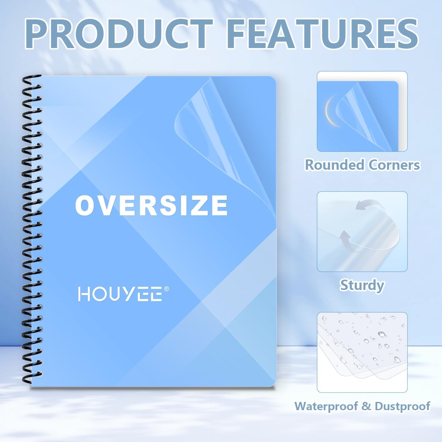 HOUYEE 100 Pack10 Mil Clear Binding Presentation Covers, PVC Report Cover Sheets for Binding, Square Corner, 8.5 x11 Inches, Letter Size