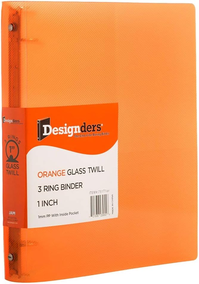 JAM PAPER Plastic 0.75 inch Binder - Clear 3 Ring Binder - Sold Individually