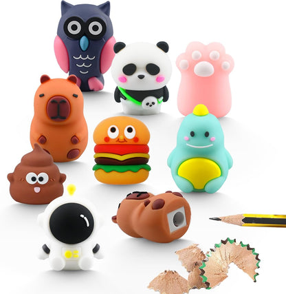 8 PCS Pencil Sharpener for Kids, Pencil Sharpener Manual, Cartoon Handheld Little Pencil Sharpeners, Kawaii Stationary Gifts, Small Favors Gifts for Office Supplies (Style 1)