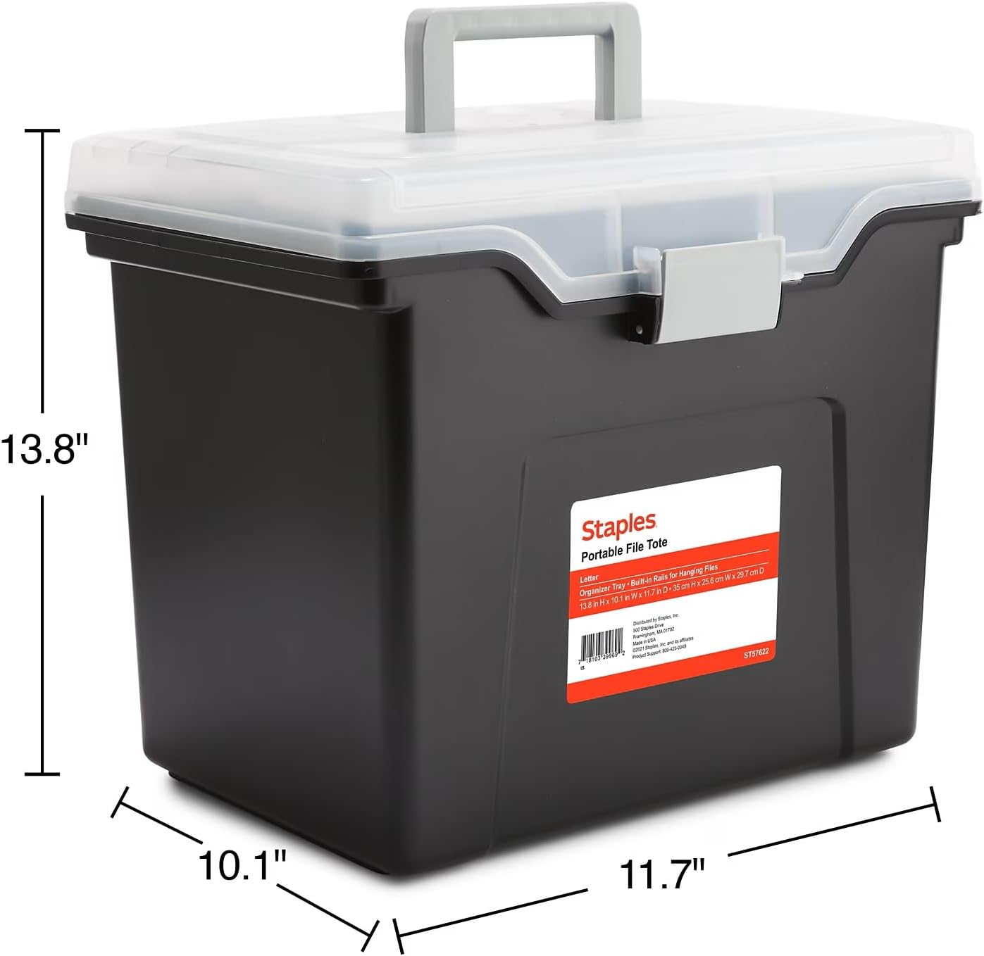 STAPLES Plastic File Box with Snap Lid, Letter/Legal Size, Clear, 4/Carton